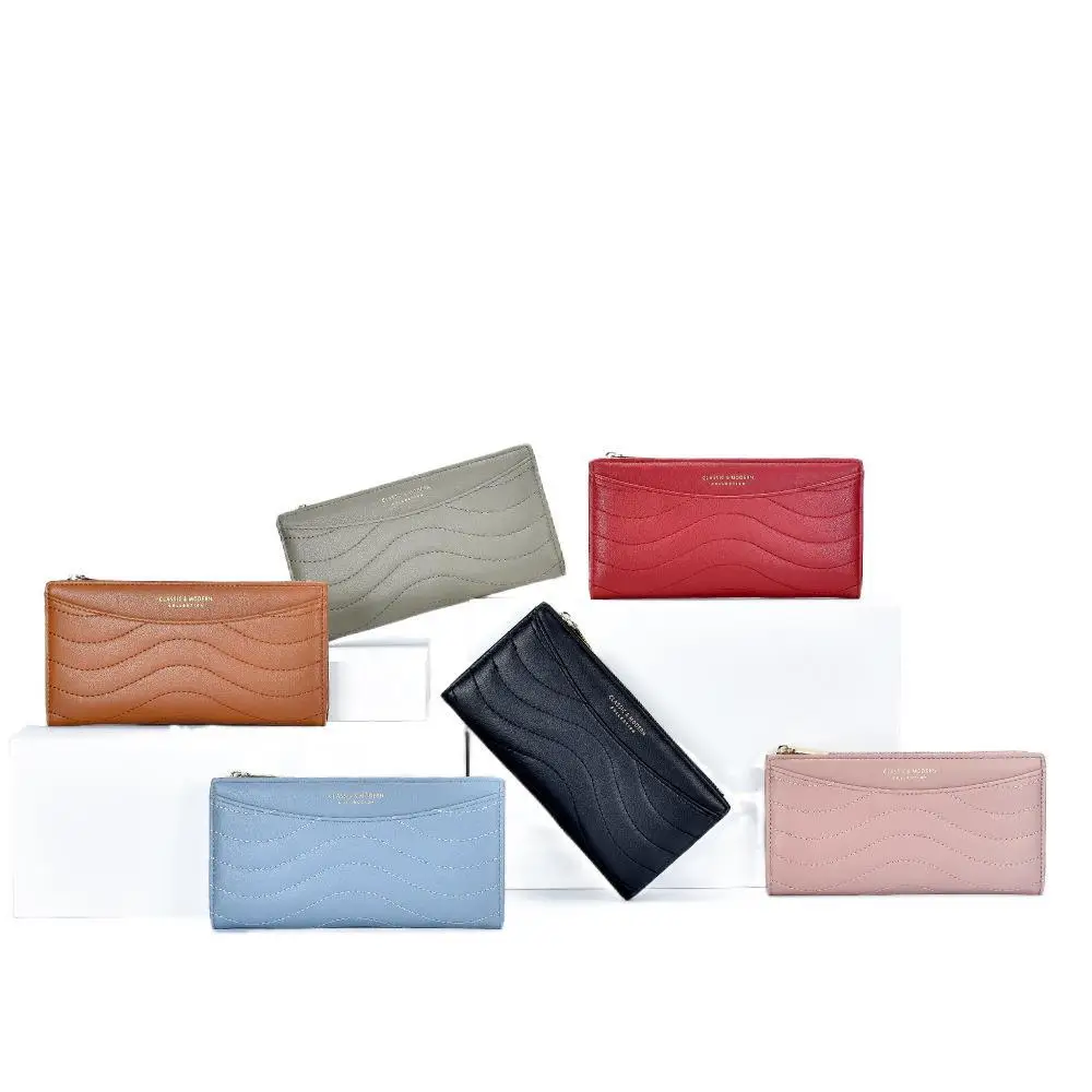 

Wavy Line Women's Wallet Long Large Capacity Wallets Female Casual Two-fold Hasp Coin Purses Red Money Bag for Women Luxury