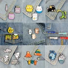 Наборы эмалированных булавок по выгодной цене! Мультфильм телесериал коала Ленивец Кот океан Броши с сердечком значки нагрудные знаки