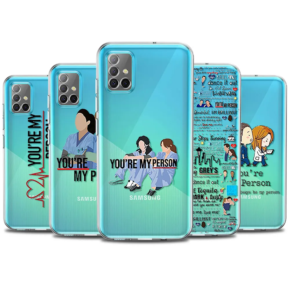 

Greys Anatomy Clear Phone Case For Samsung Galaxy A51 A52 A50 A71 A72 A70 A40 A41 A32 5G A31 A21s A21 A12 Cover Coque Shell Bag