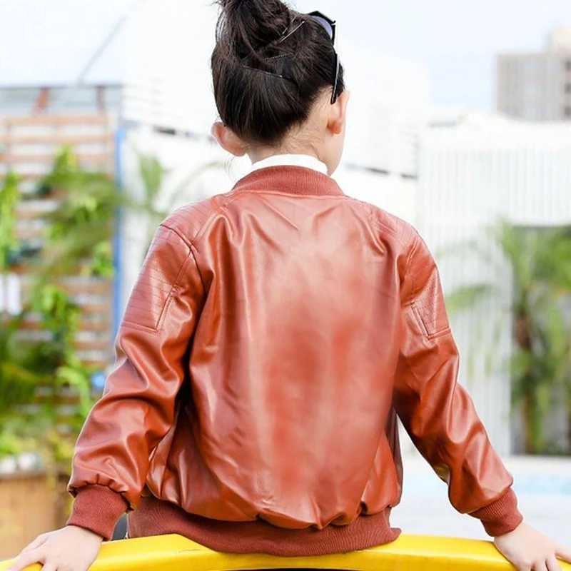 Children Teenage Girls New Bikers Leather Jacket Fall Winter Windbreaker Coat Kids Girl's Outerwear Clothes for 4 6 8 12 Year  | Детская