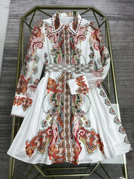 

Женское винтажное платье из 2021 шелка с рукавами-фонариками и принтом