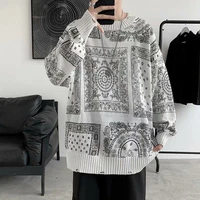 2021 oversized sweater pattern harajuku sweater men loose lazy spring autumn korean vintage sweater winter clothes men pullover