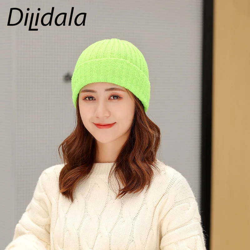 Dilidala женские шапки купольные вязаные осень зима уличная флисовая шерстяная