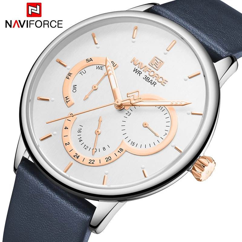 Фото NAVIFORCE мужские часы модные повседневные аналоговые наручные 12/24 часа в сутки даты