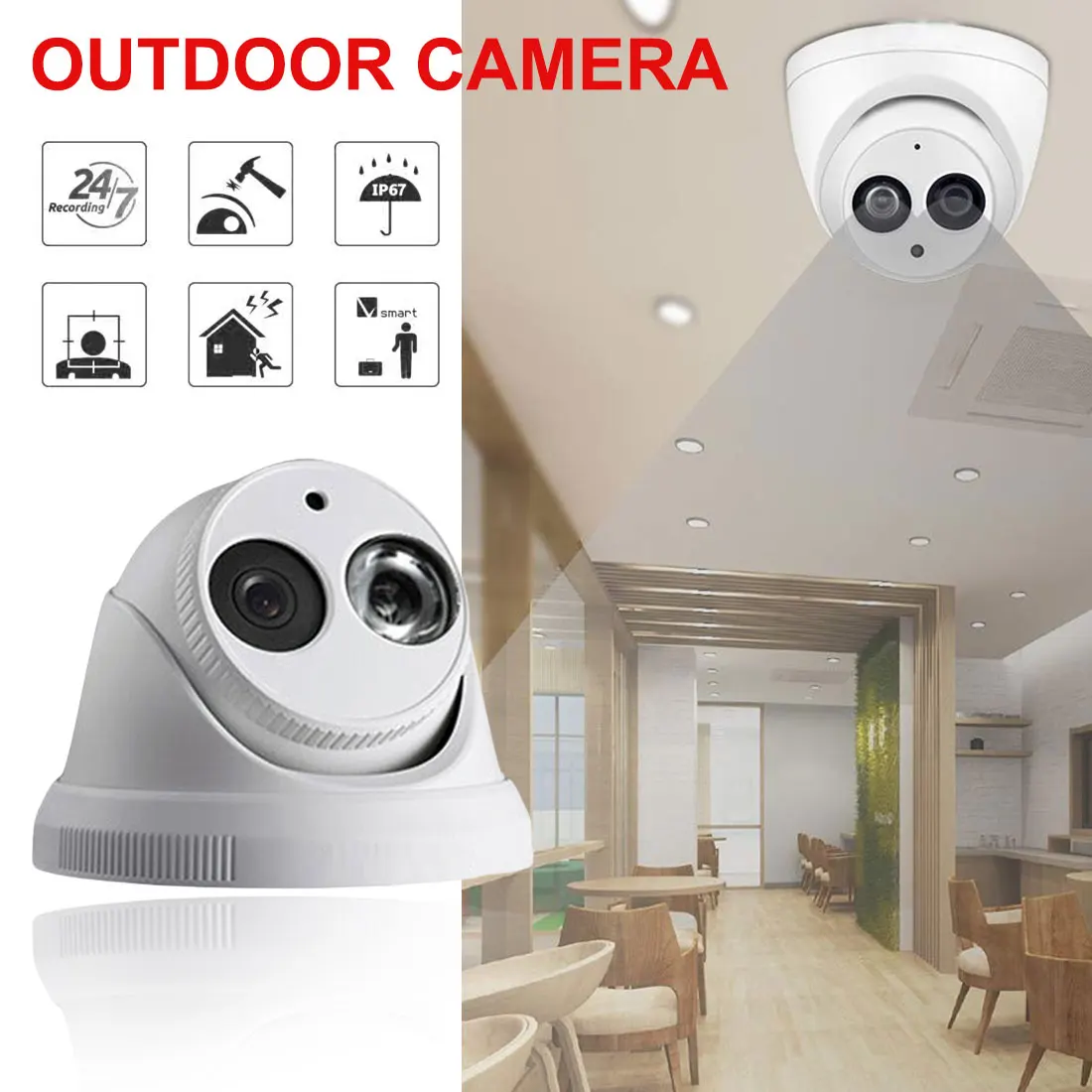 

Infrared Dome Camera 5MP Outdoor Security HD Video Camera Night Vision Motion Detection Waterproof Home Surveillance Camera