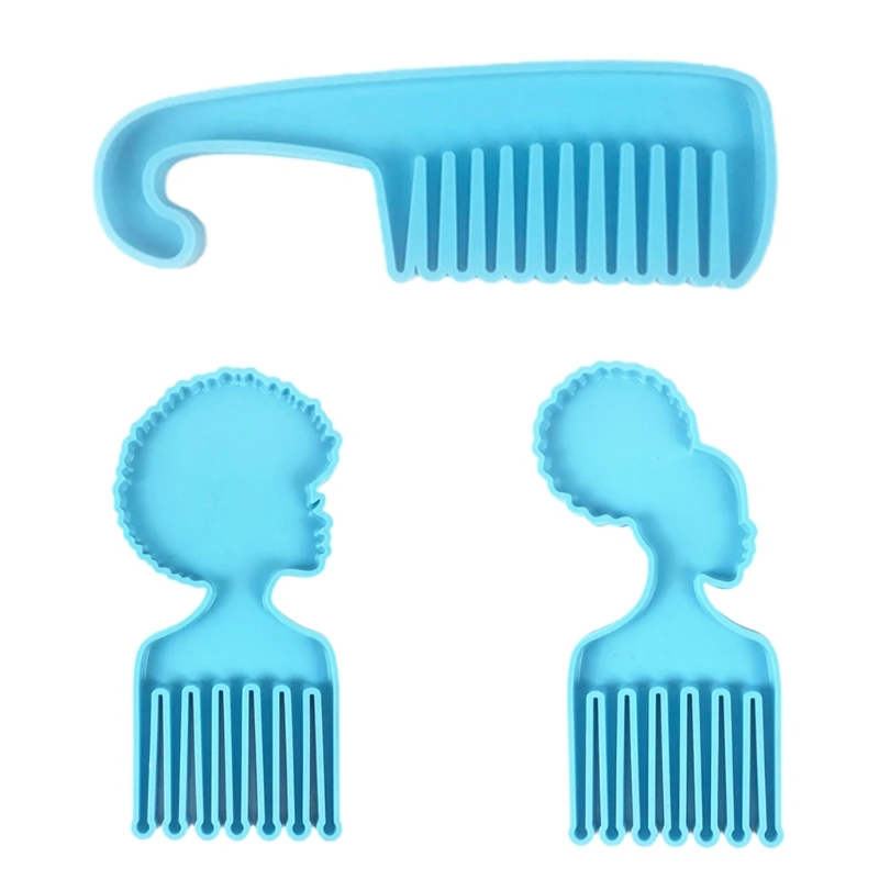 

African Men Women Heads Shaped Combs Epoxy Resin Mold Silicone Mould DIY Crafts Casting Tools