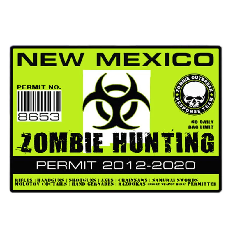 

interesting Car Stickers and Decals New Mexico Zombie Outbreak Response Team Rear Windshield Bumper Window Accessories KK10*7cm