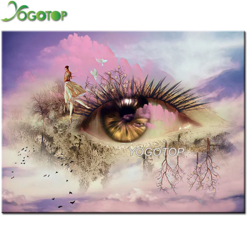 

Fantasy diamond mosaic lady eye landscape full square complete diamond embroidery kit diamond painting ballerina girl YY2245