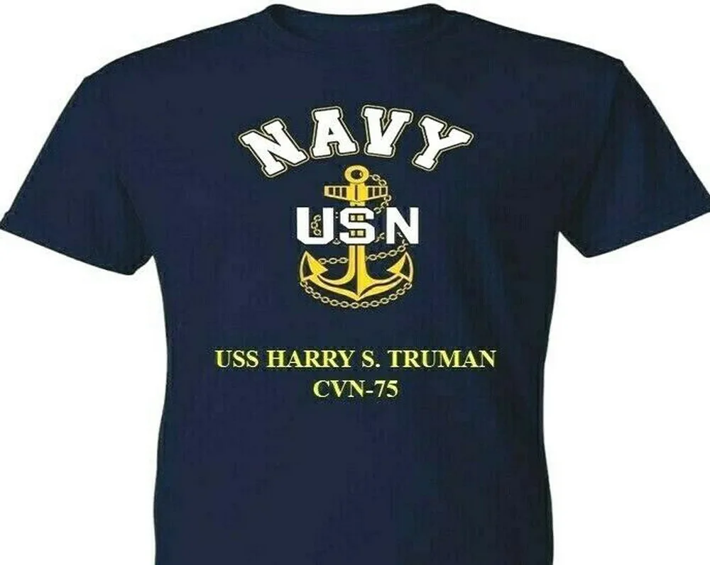 Рубашка с якорем Uss Harry S. Truman Cvn-75 Vinyl &amp Silkscreen Navy. Печатных футболка | Мужская одежда