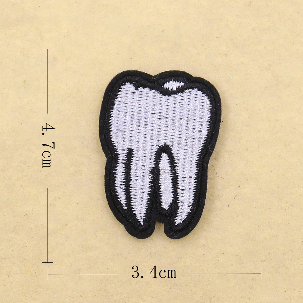 2 шт. Мультяшные зубы Pathes DIY патчи Милая Вышивка Аппликация стоматосит значки
