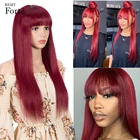 Парики из человеческих волос Remy Forte, 28 дюймов, красные прямые волосы, парики с челкой для женщин, цветные бразильские волосы, натуральный парик для косплея, Боб