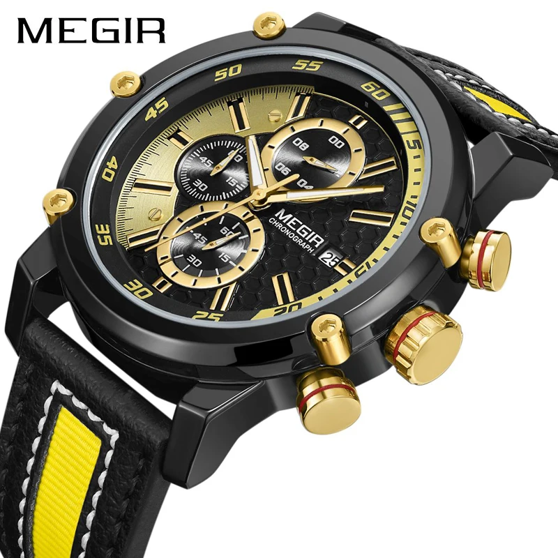

Top Brand Luxury MEGIR 2019 Fashion Leather Strap Quartz Men Watches Casual Date Business Male Wristwatches Clock Montre Homme