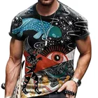 Мужская и женская футболка с коротким рукавом, Повседневная футболка с круглым вырезом и 3D-принтом рыба в воде, 130-6XL, Новинка лета 2021