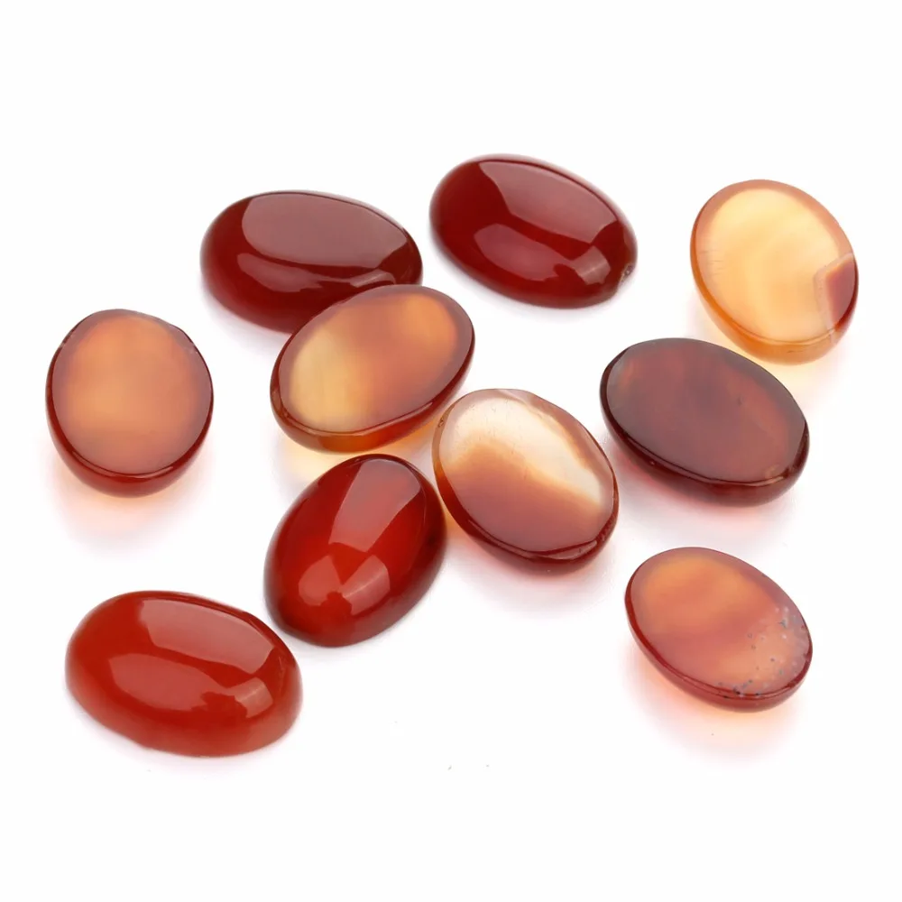 

Fashion Bulk 10pcs/lot 10*14/13*18/18*25mm Oval Red Agate Natural Stone Dome Cabochon Beads for DIY Jewelry Making Findings