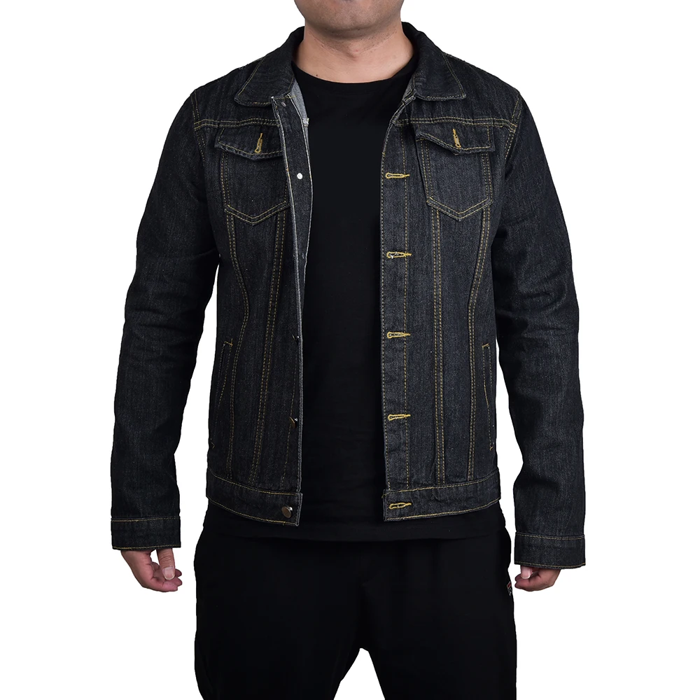 Мужское джинсовое короткое пальто с отложным воротником однобортное темно синяя