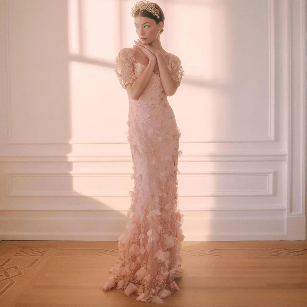 

Изысканное свадебное платье Sevintage Русалка ручной работы с цветочным кружевом аппликация пляжное свадебное платье с коротким рукавом Сваде...