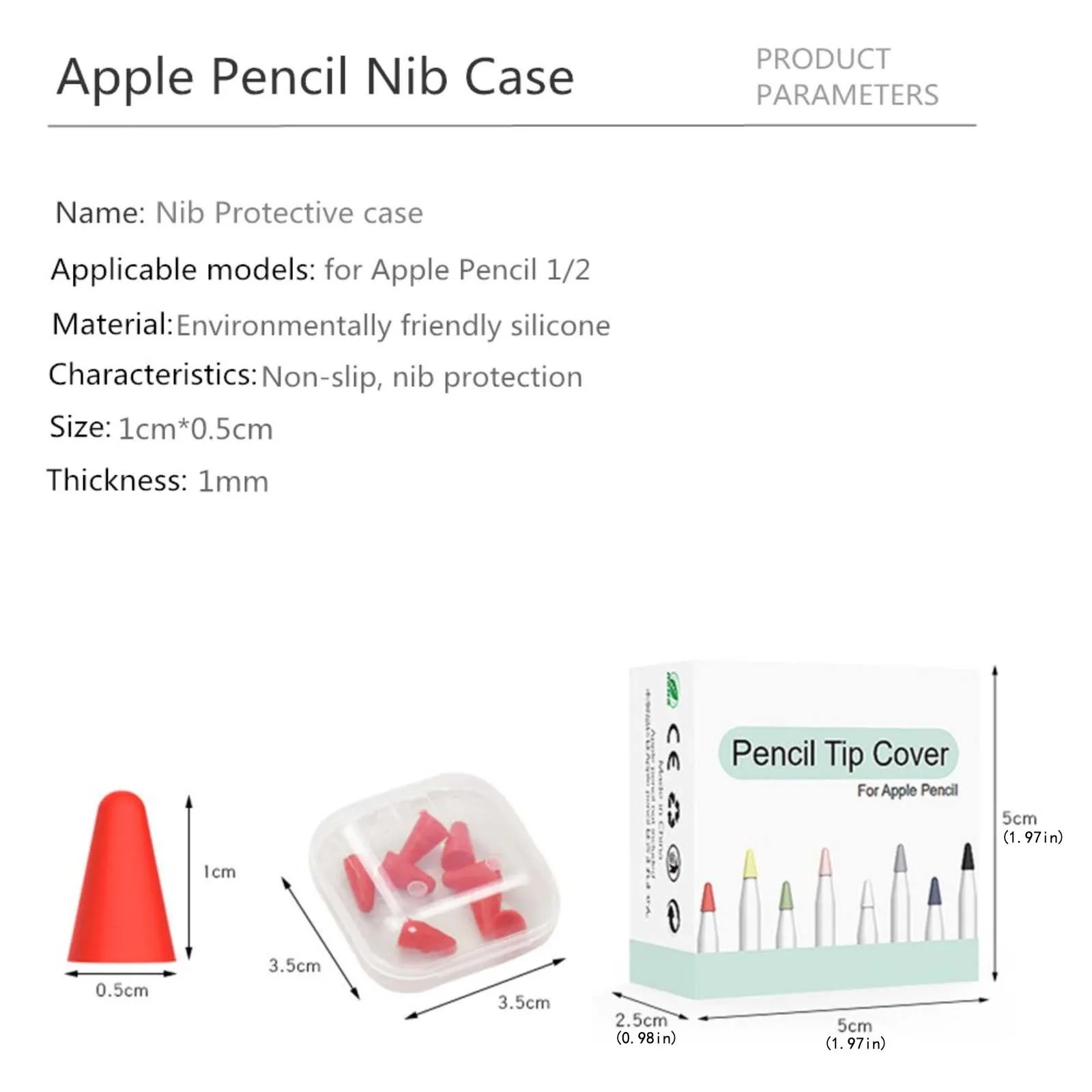 

8pcs Silicone Replacement Tip Case for Apple Pencil 1 2 Touchscreen Stylus Pen Case Nib Protective Cover Skin for Apple Pencil