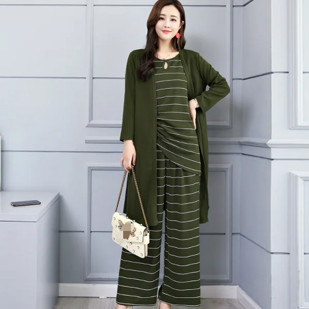 Pring полосатый комплект из 3 предметов женский жилет кардиган и широкие брюки