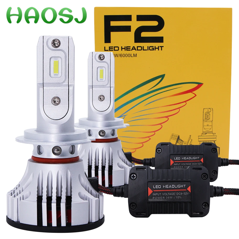 HAOSJ F2 Автомобильный светодиодный фар H7 H4 H11 автомобиль лампа 72W фары для 12000LM 6000k HB4