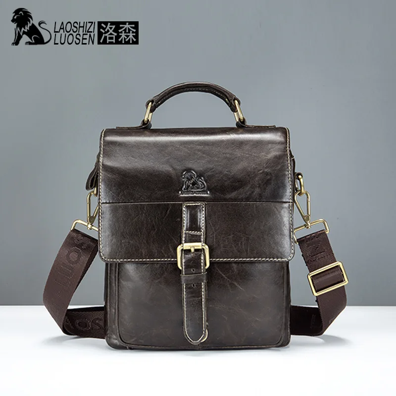 

Laoshizi 2020 Brand Leather Men Bag Casual Business Leather Mens Shoulder Messenger Bag Vintage Men's Crossbody Bag Male Bag