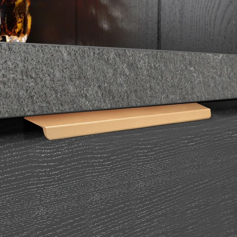 

Fashion Black Hidden Cabinet Handles Aluminum Alloy Kitchen Handles Cupboard Pulls Drawer Knobs Furniture Room Door Hardware