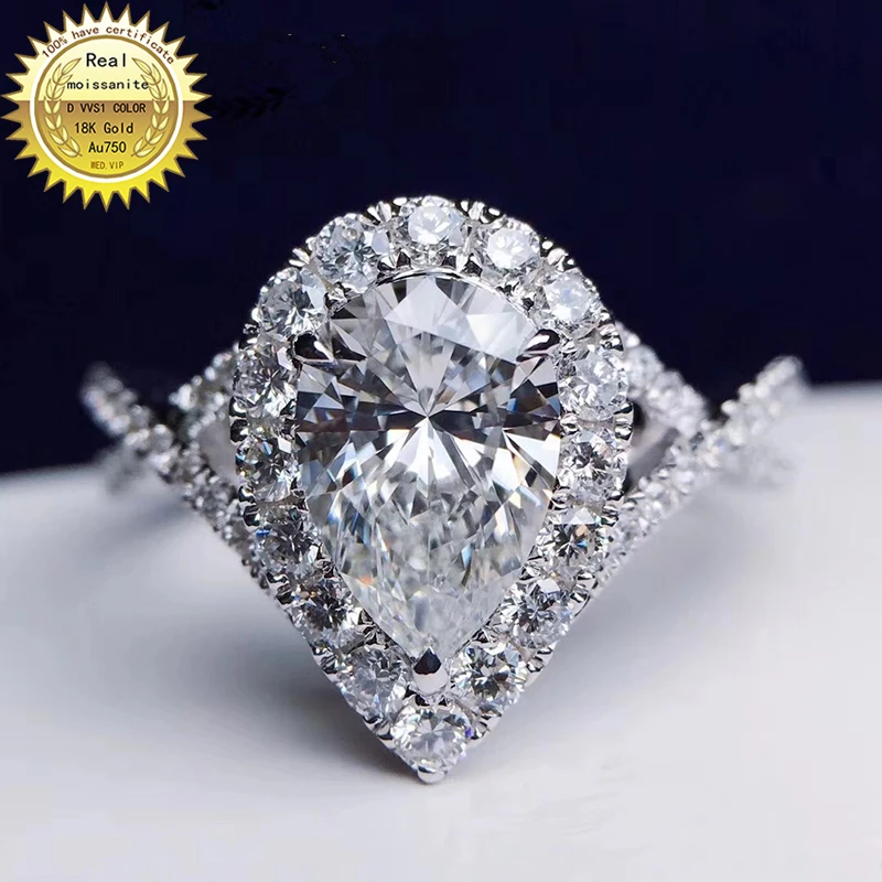 18K goldr кольцо 2ct D VVS муассанит обручальное и Свадебное ювелирное изделие с