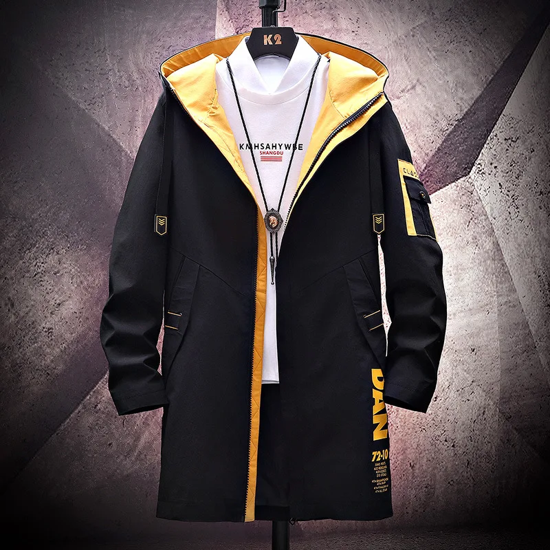 Ветровка мужская с капюшоном длинная куртка свободного покроя красивая большие