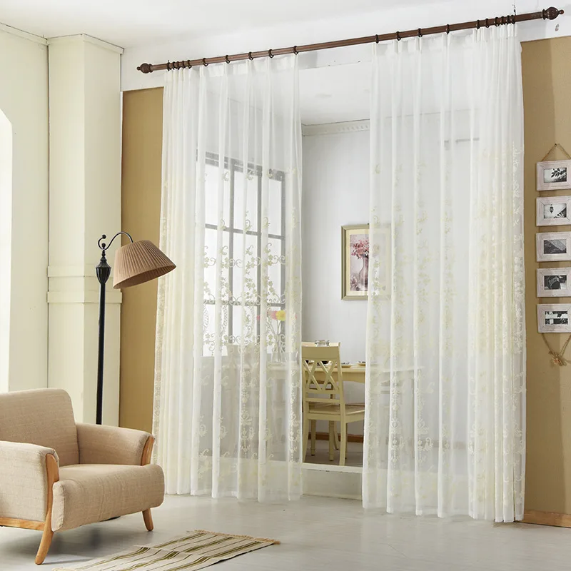 Шторы из льняной ткани с 3D вышивкой прозрачные Занавески Из чистого белого тюля