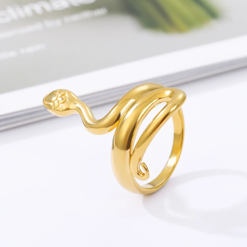 

Snake Rings for women Retro Punk Exaggerated Gold gothic Stainsteel Steele Ring Adjustable Animal Rings halloween Jewelry Gifts