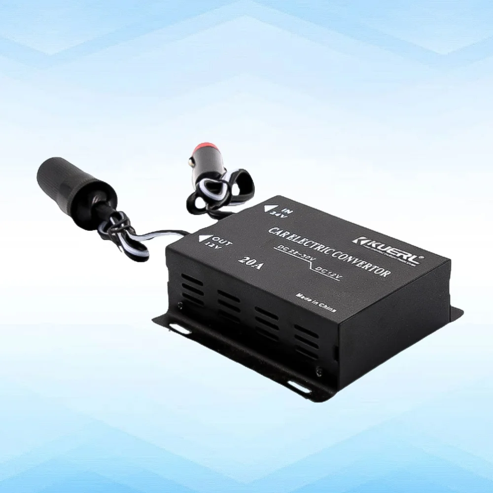 

24V to 12V Practical Power Converter Inverter Vehicle Adapter 20A for Car Soundbox DIY (Black)