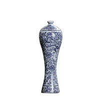 chinese old blue and white porcelain ornaments dragon small mouth tall vase