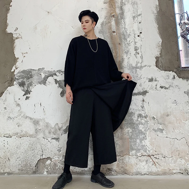 pieces of Two original night style Harun wide leg Japanese personalized design Capris retro casual pants skirt men's feeli | Мужская