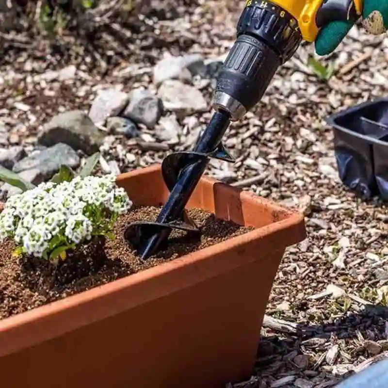 

Garden Vegetable Loosening Metal Electric Auger Drill Bit Short Rod Plant Twist Drill Bedding Flower Digger Tool