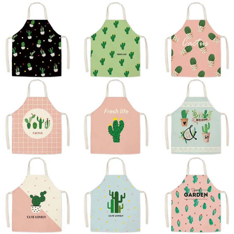 

Home Cactus Print Parent-child Suit Apron Aprons for Women Baking Accessories Apron for Men Cooking Accessories Delantal Tablier