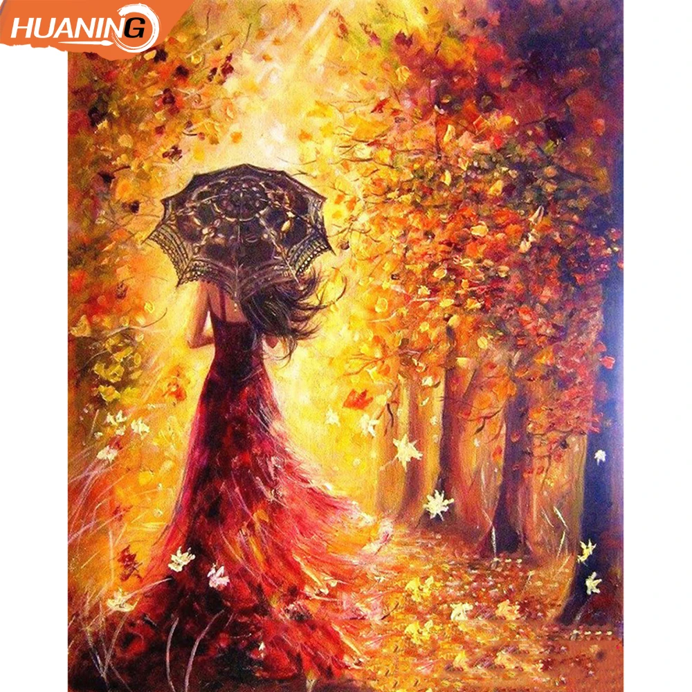 

Huaning Oil Painting By Number Portrait Home Decor Abstract Drawing Lover Hand DIY Picture By Number Girl Wall Art Unique Gift