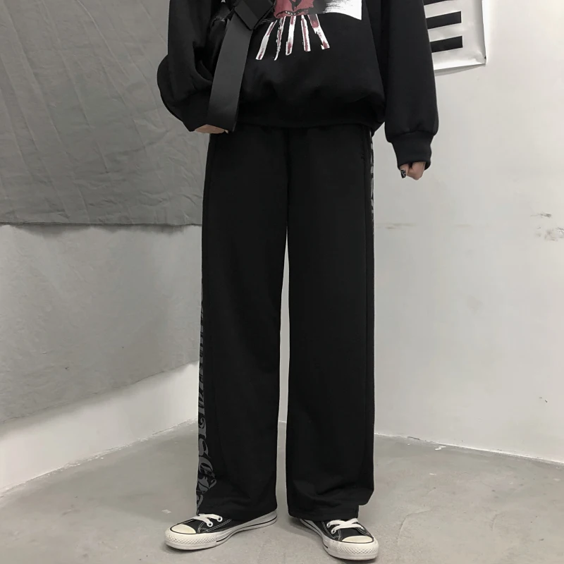 

high waist Mopping straight wide leg pants new harajuku Capris casual loose Women's Clothing korean long Women's Clothing black