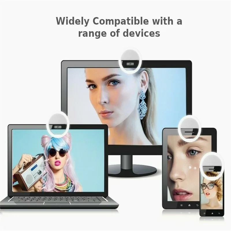 Кольцевой светильник для фотокамеры лампа с Usb зарядкой и зажимом селфи