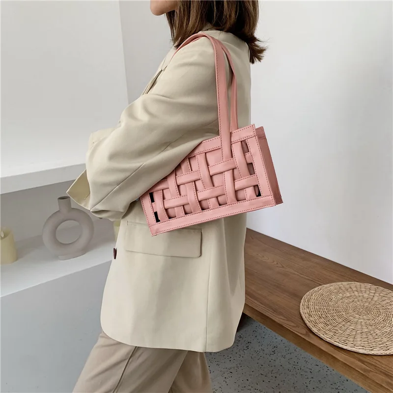 

Non-Mainstream Style Waffle Handbag New 2021 Woven Underarm One Shoulder Bag Women's Bag Fashionable Stylish Fashion