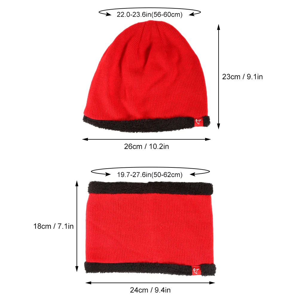 Мужская и женская теплая вязаная шапка с подкладкой ветрозащитный шарф Набор