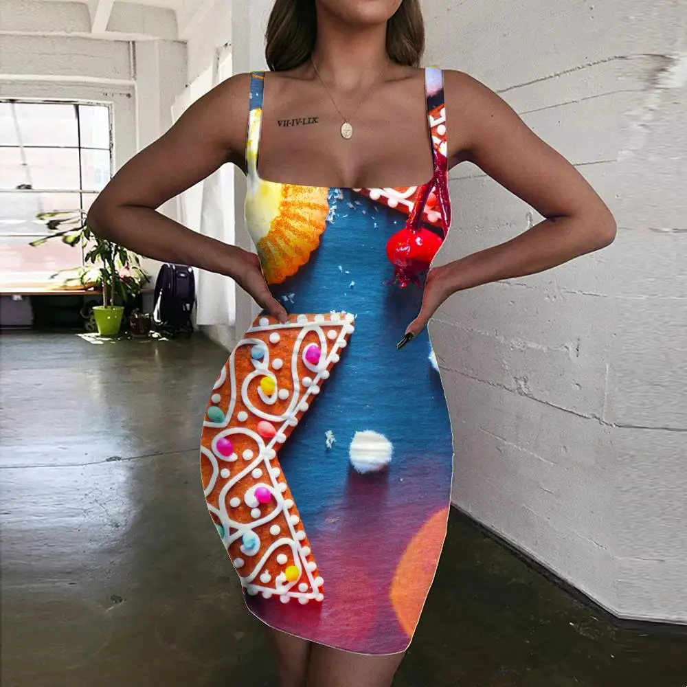 

KYKU Christmas Dresses Women New Year Bodycon Dress Party 3d Print Hip Hop Ladies Dresses Womens Clothing Mini Evening Vintage