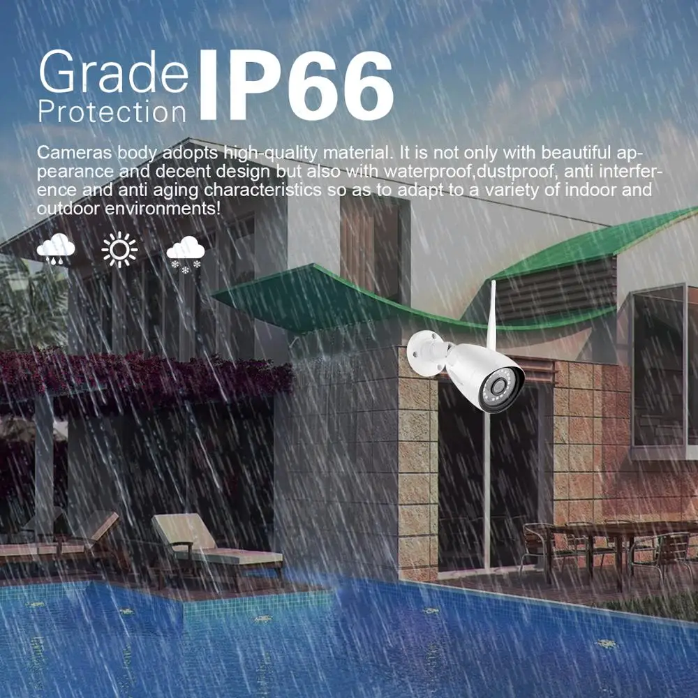 1080P POE IP Camera H.265 Audio 2MP Bullet IP67 CCTV ONVIF for NVR 48V System Waterproof Outdoor Night Vision | Безопасность и