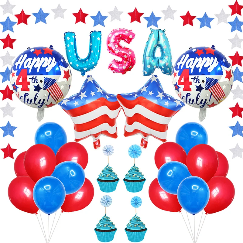 

Воздушный шар из фольги 4 июля с изображением звезд и полос по случаю Дня независимости Америки