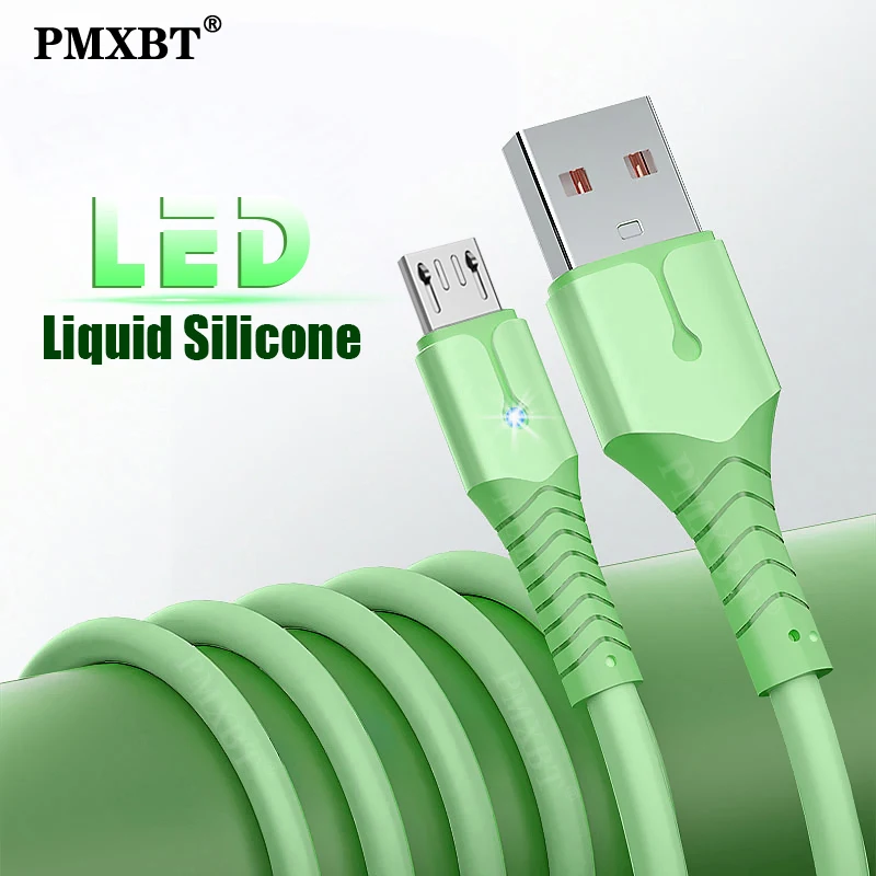 Светодиодный кабель Micro USB для быстрой зарядки зарядный OPPO Xiaomi Android мобильный