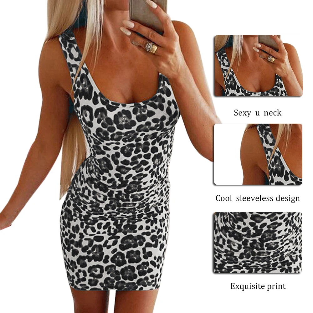 Сексуальное короткое платье с леопардовым принтом одежда для женщин 2020 летнее