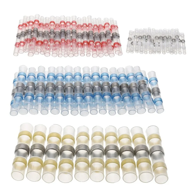 

100Pcs Waterproof Seal Solder Sleeve Terminals Insulated Heat Shrink Butt Electrical Wire Splice Connectors Assortment Kit