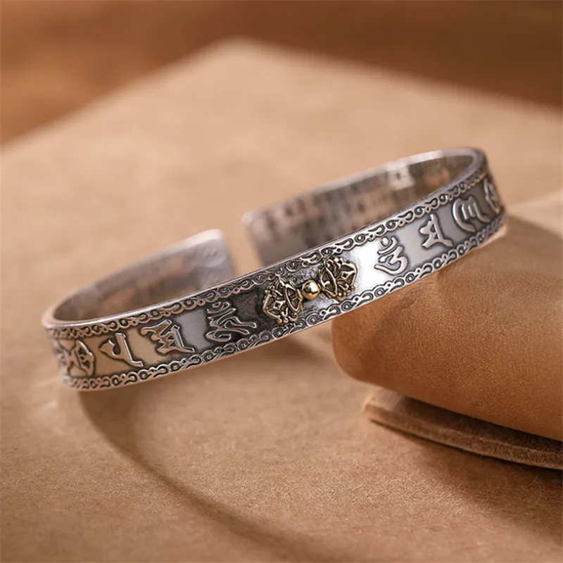 Женский браслет из тайского серебра 990 пробы шириной 9 мм | Украшения и аксессуары