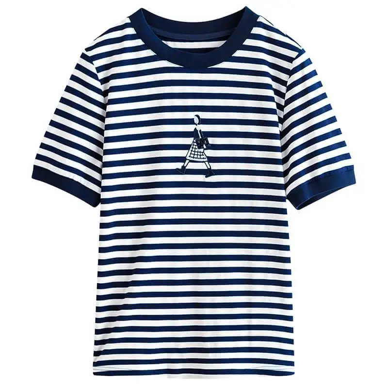 

Short sleeve t-shirt female 2021 new summer ice stripe T-shirt