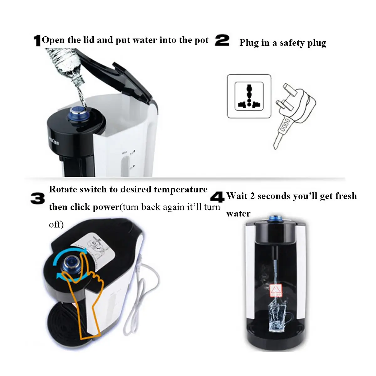 

220V 3L Instant Electric Water Kettle Automatic Heating Boiler Tea Coffee Maker Water Boiling Dispenser Portable Heating Tool