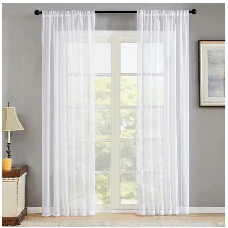 

Washable Sheer Curtains Modern White Window Screens Durable Transparent Tulle Curtain for Bedroom Living Room Home Decoration