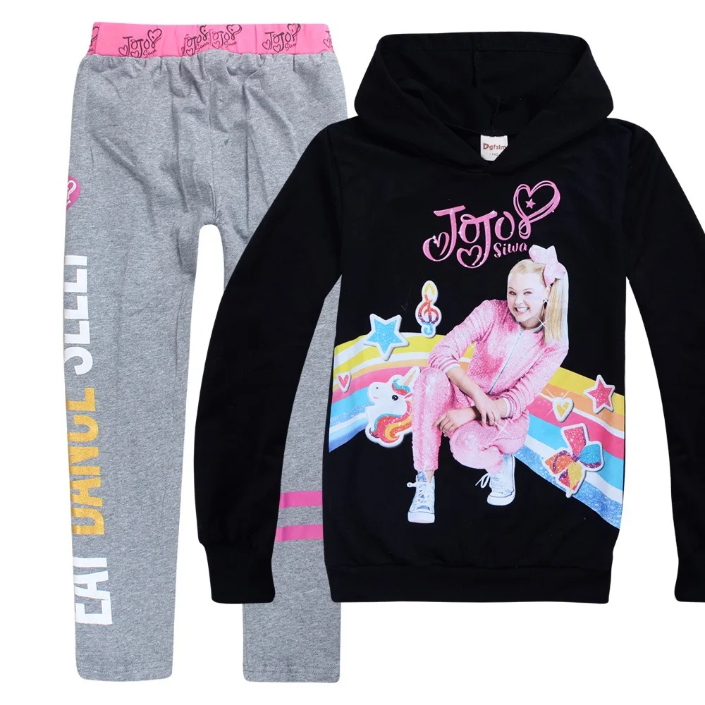 Новинка года; сезон весна-осень; JOJO Siwa; комплекты одежды для девочек; толстовка с капюшоном+ брюки; комплект одежды; детская спортивная одежда из хлопка - Цвет: Set